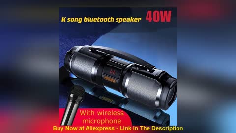 ⚡️ 40W high power bluetooth speaker heavy bass outdoor portable sound column karaoke subwoofer