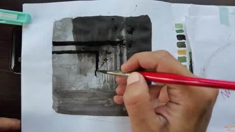 Teach you how to paint a lonely and silent subway station with watercolor 8