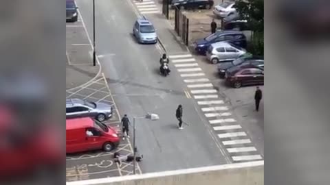 Thug beats man to the ground with huge stick in horrific car park robbery