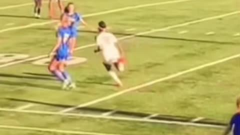 Female soccer player Body slams opponent