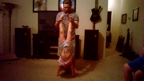 Working Out With Daddy (Handstand Pushups)