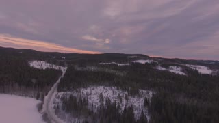 Aerial Shot Of Snowy Forest