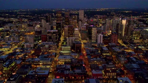 Denver Skyline, City and Mile High Stadium | 4K