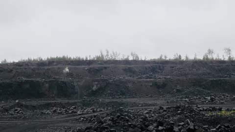 A powerful explosion of vein TNT in a quarry