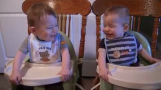Twin Boys Crack Each Other Up During Dinner