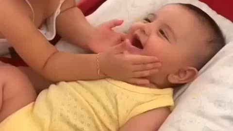 Cute baby playing