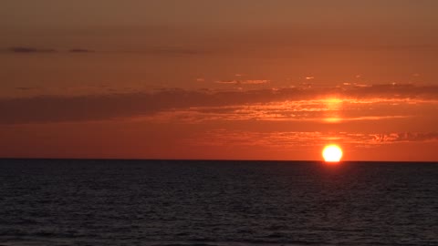 Red sunset, sea and waves 3