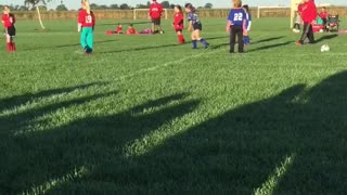 Girl Accidentally Kicks Soccer Ball into Girls Face