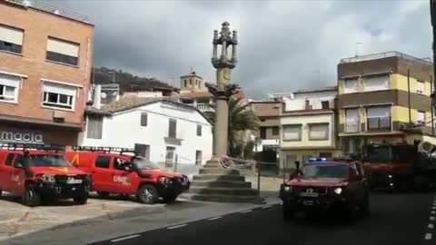 Spanish Army Use Snow Cannon To Disinfect Streets