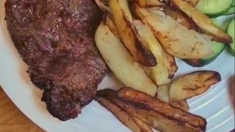 Perfectly Crispy Steak and Chips Cooked in Minutes with an Air Fryer