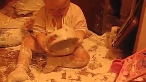 Сhild spilled flour