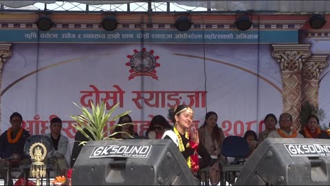 Beautiful Nepalese Girl Dancing With Traditional Dress-up
