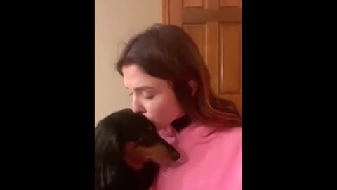 The dog's reaction to a kiss