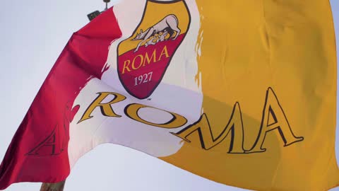 AS ROMA FLAG IN SLOW MOTION - 2019