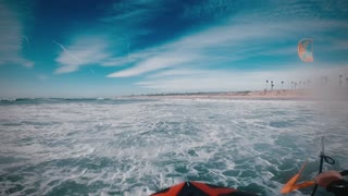 Downwind Kitesurfing session in Huntington beach CA