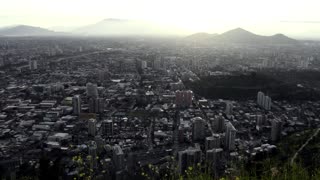 Santiago view from San Cristobal hill in Chile