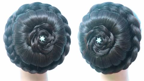 Simple Easy Juda Hairstyle By Self !hairstyles for ladies !bun hairstyles  long hair with donut | Simple Easy Juda Hairstyle By Self !hairstyles for  ladies !bun hairstyles long hair with donut #donuts #