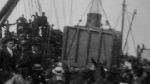 Horses Loading For Klondike (1897 Original Black & White Film)