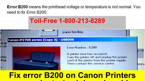 1-800-213-8289 Canon Printer Error B200
