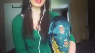 Talented young woman sings a song