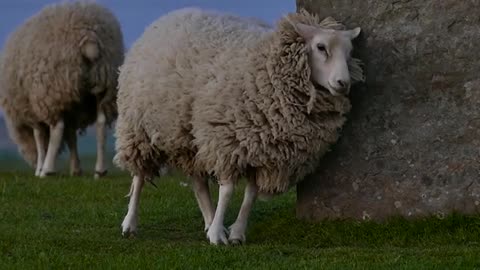 Sheep scratches on wet rocks