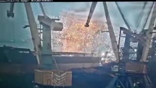 Footage shows missile hit civilian ship in Ukraine port