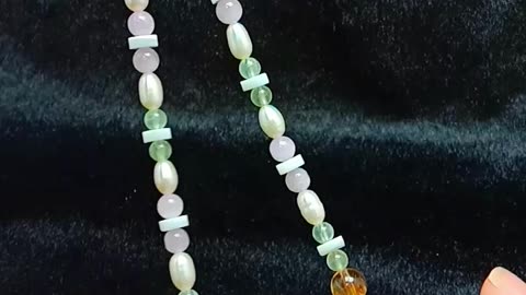 Natural turquoise spiny oyster pearl mop Prehnite Spodumene Kunzite Amethyst