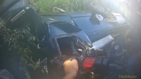 Video shows Citronelle firefighters prying victims from an upside down vehicle down a 15ft embankment