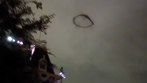 Scary Black Ring UFO Above Disneyland