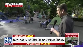 Pro-Gaza Protesters at GW University Vandalize Campus, Desecrate Washington Statue