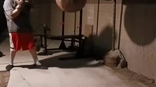 100 Pound Wrecking ball Bag Part 12. 3 Minute Round Of Boxing!