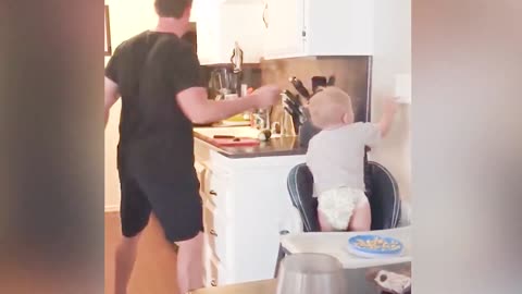 Funny and Cute Baby Playing With Daddy