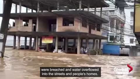 Myanmar dam breach triggers floods in northern Thailand, drone footage shows