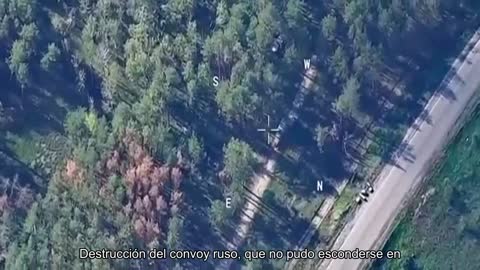 ️Destrucción del convoy ruso que no logró esconderse en el bosque.