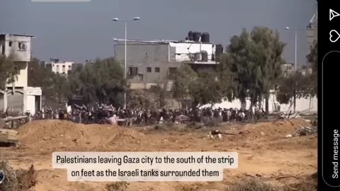 Civilians leaving Gaza escorted by Israeli tanks