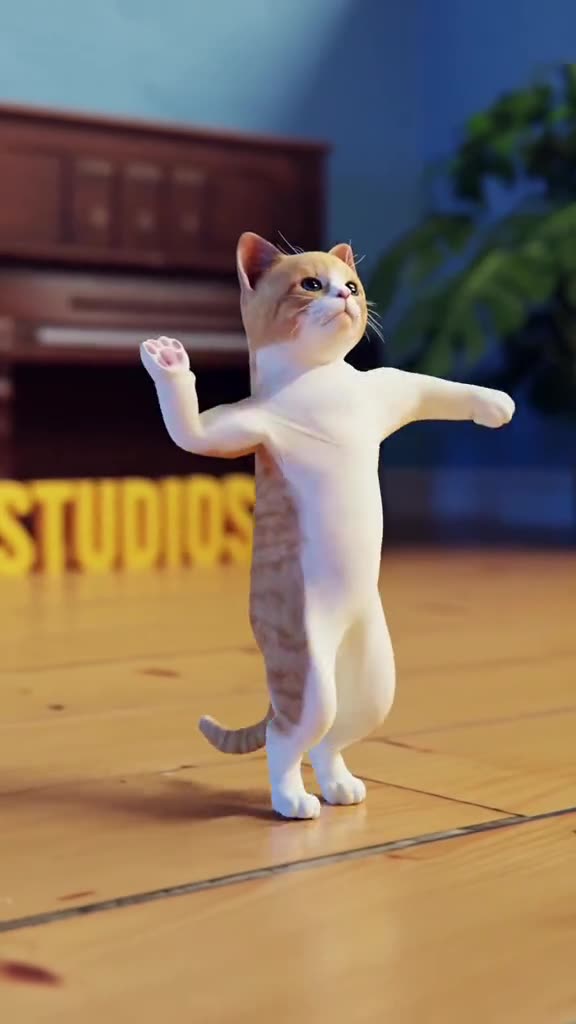 excited dancing cat
