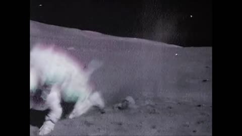 Astronauts falling on the moon.
