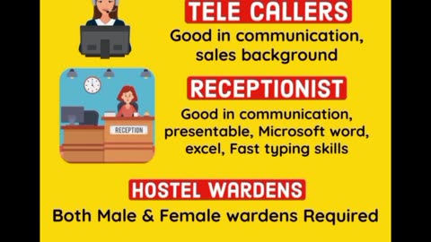 Job update Telecallers Freelancer Graphic designer 💻📢 Warden recruitment latest news @Dharwad