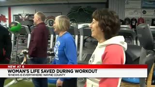 WOMAN SAVED BY GYM MEMBERS AFTER SUFFERING A CARDIAC ARREST
