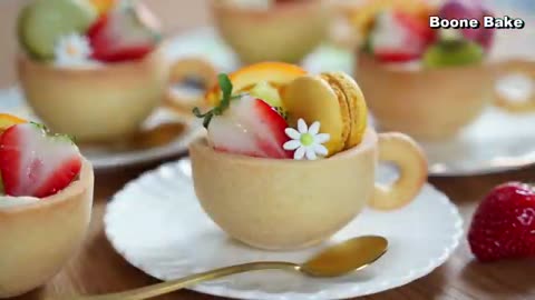 Is it a cup cake? Cookies? : Fruits mini tart recipe : vanilla cookie cup recipe : cup measuring