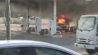 Gas Pump Fire Engulfs Car
