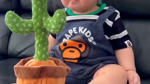 Cute Babies Playing With dancing cactus (Hilarous) cute babies funny videos