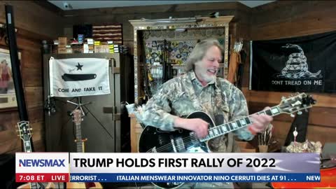 AMAZING! Ted Nugent Performs National Anthem on Newsmax Before Trump Rally