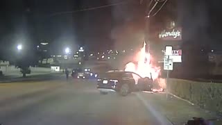 Watch Texas police pull a person out of a flaming vehicle