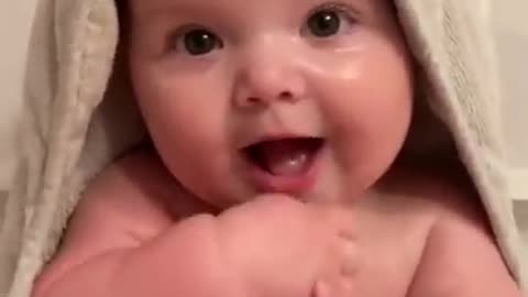 Cute baby bathing video