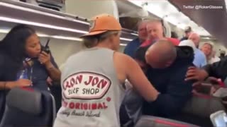 Passenger subdues an unhinged idiot on a plane