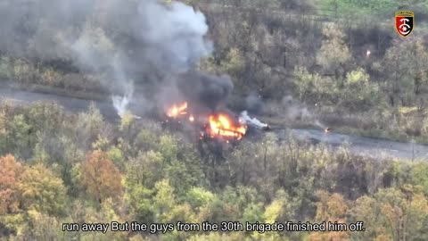 The Russian tank got a little stuck near Bakhmut. He tried to escape. But the guys from the 30th