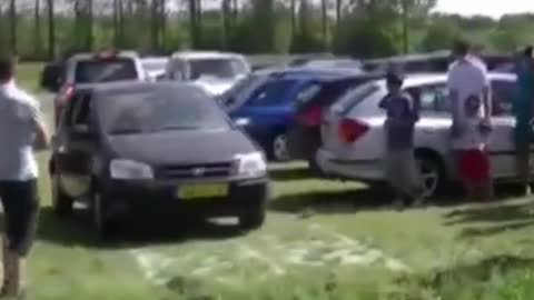Car Rescue Tow Fail, smashes into parked cars.