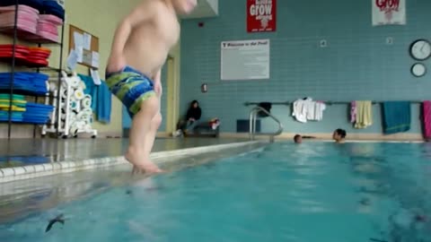 3yo William Diving down to get his 'Toypedo' torpedo