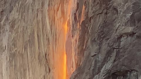 Sunset Creates Illusion of a Waterfall of Fire in Yosemite